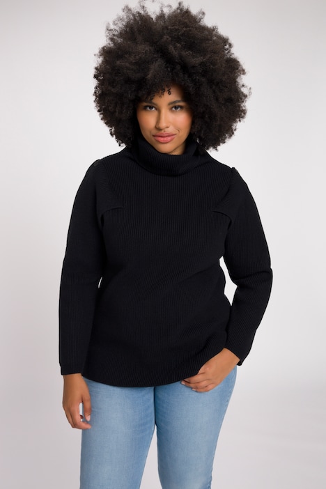 Pullover, Patentstrick, Cut-Out, Rollkragen, Langarm