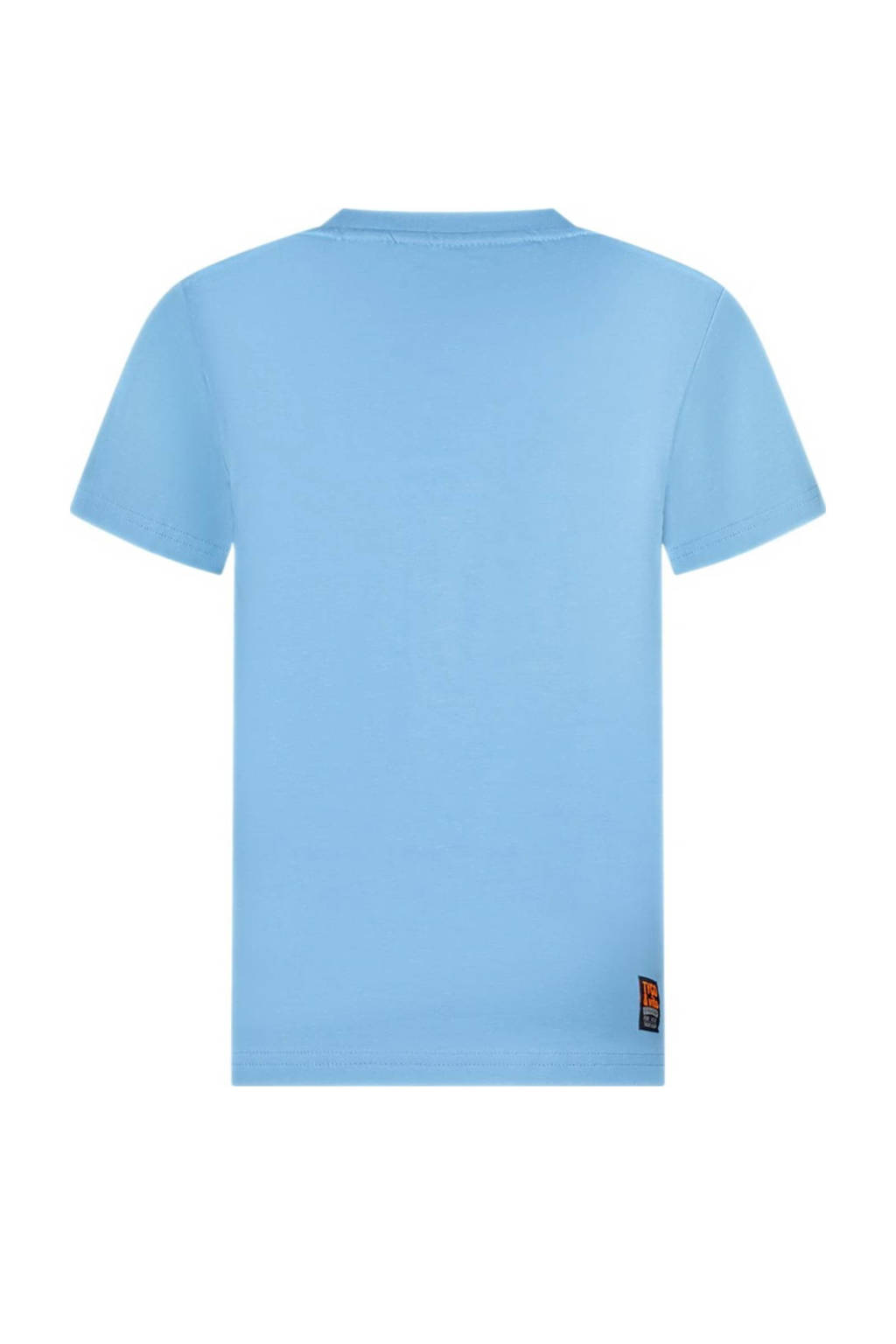 TYGO & vito T-shirt Wessel met contrastbies helderblauw