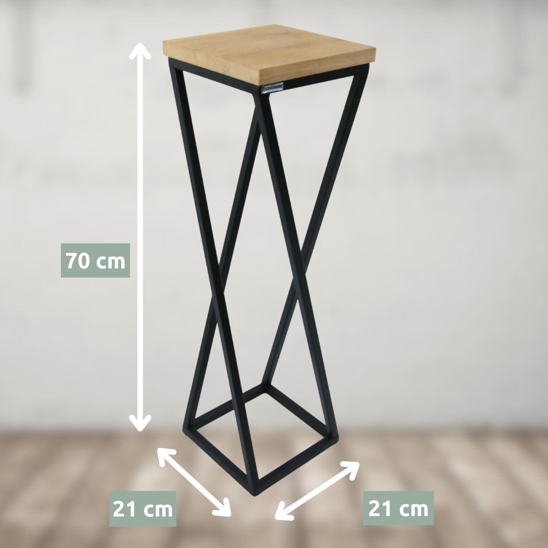 holz4home® Dekoständer aus Eiche | Gedrehte Streben-Variante in hellgrau geölt | 50 cm