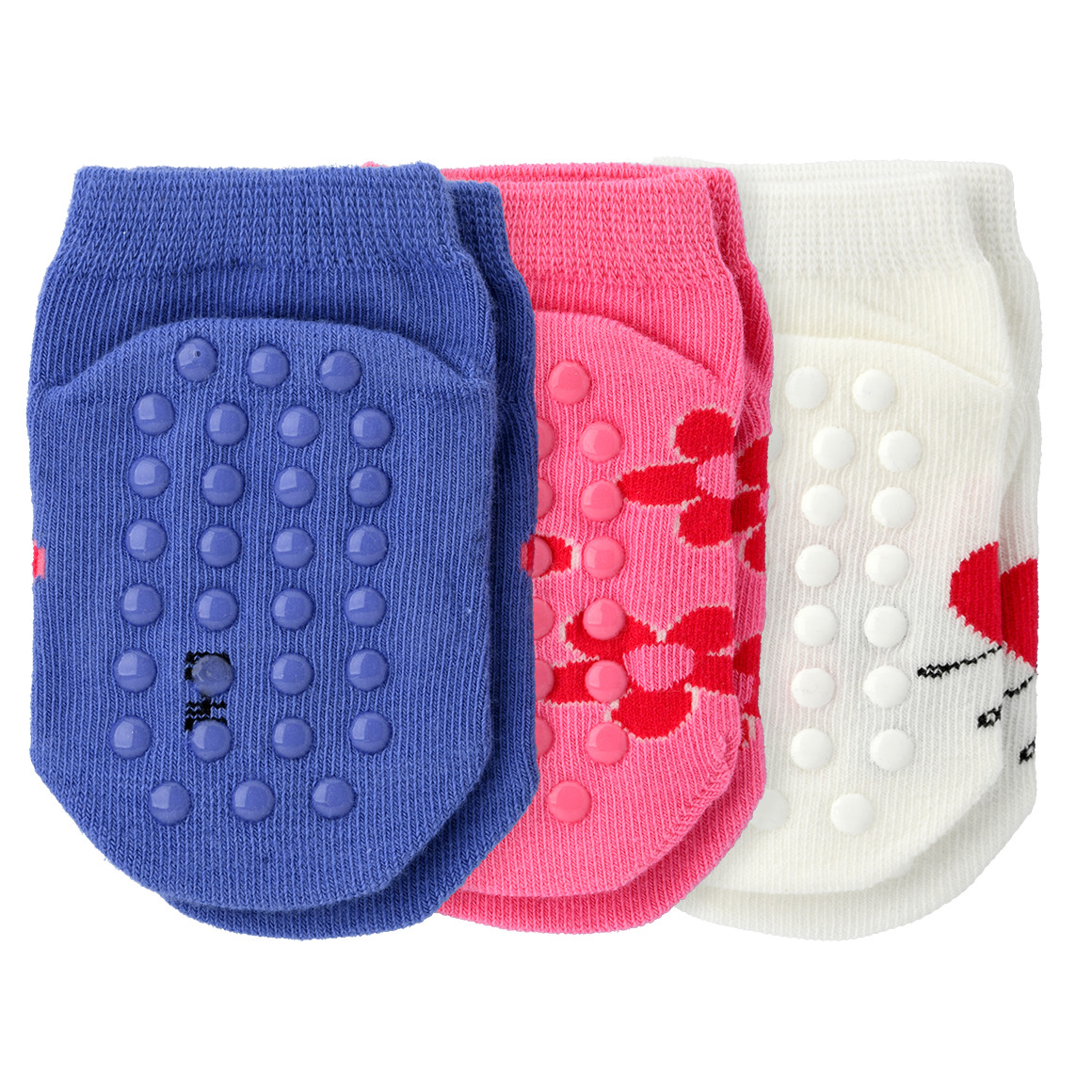 Famy 3 Paar Baby Sneaker-Socken im Set lila / rosa / weiss