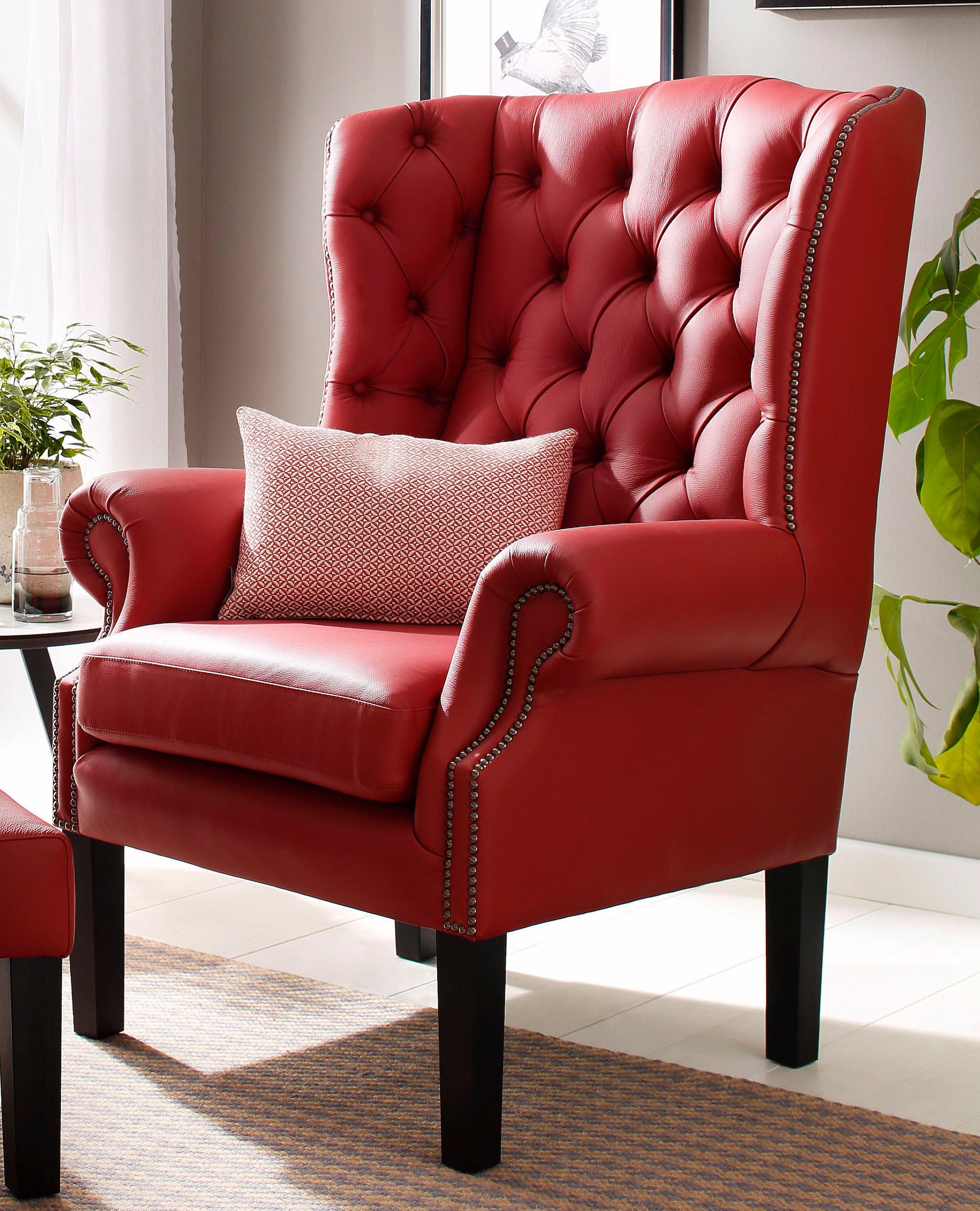 Home affaire Sessel »Bedford Ohrensessel Chesterfield« mit aufwendiger Knopfheftung und geschwungenen Armlehnen