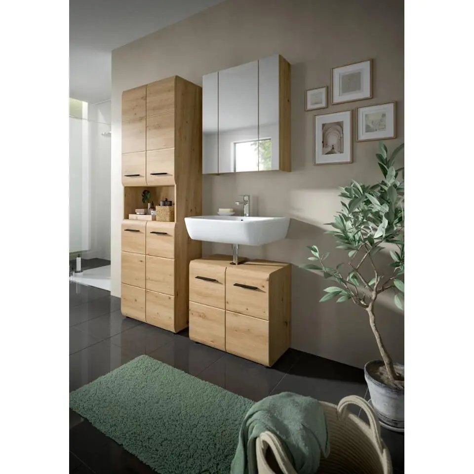 Hioshop Ice wastafel 2 deuren eiken decor