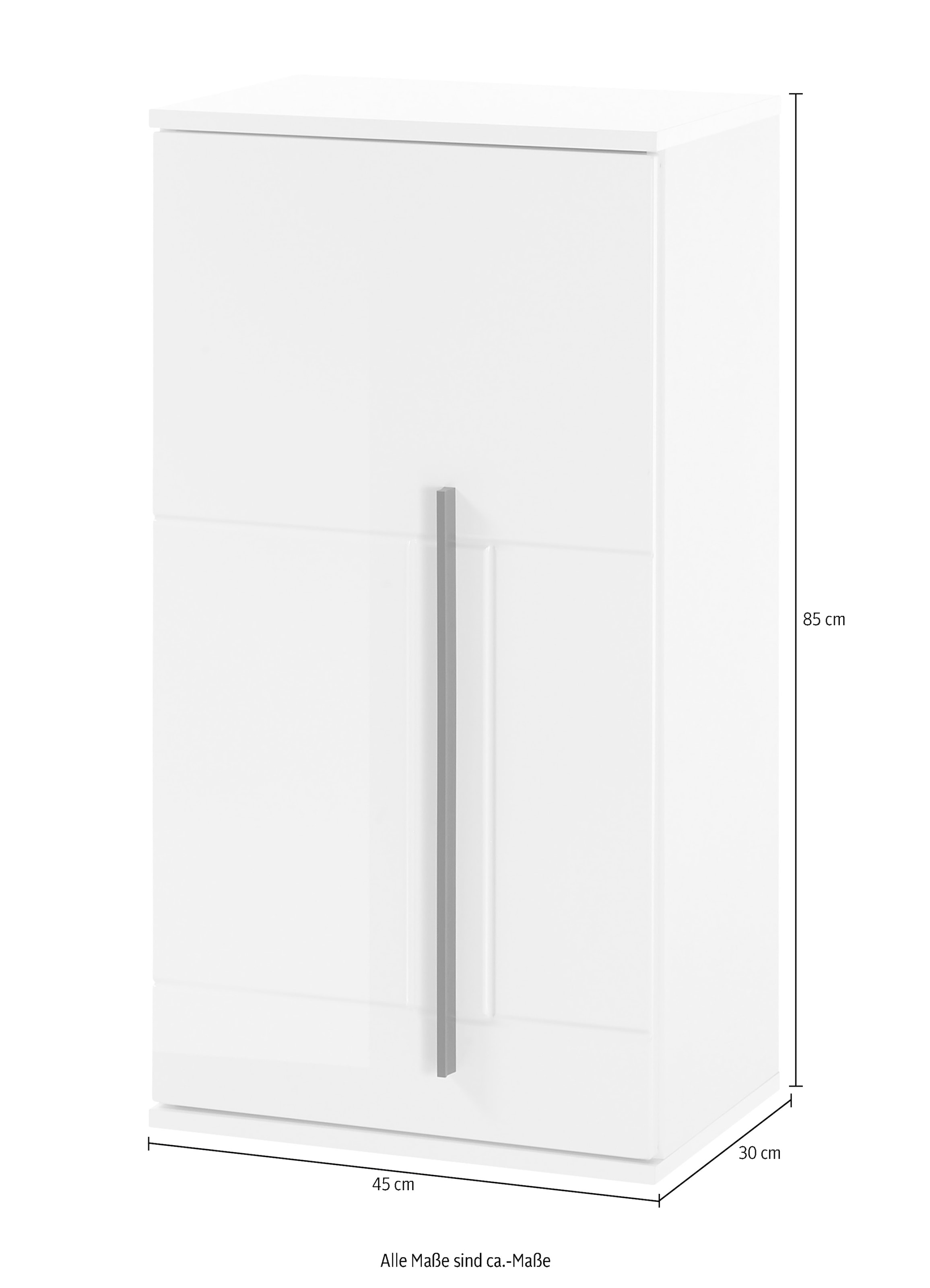 INOSIGN Hängeschrank »Cantara, Badschrank in Hochglanz Weiss, Hängeschrank im modernen Design« mit schwarzen Griffen, ausreichend Stauraum