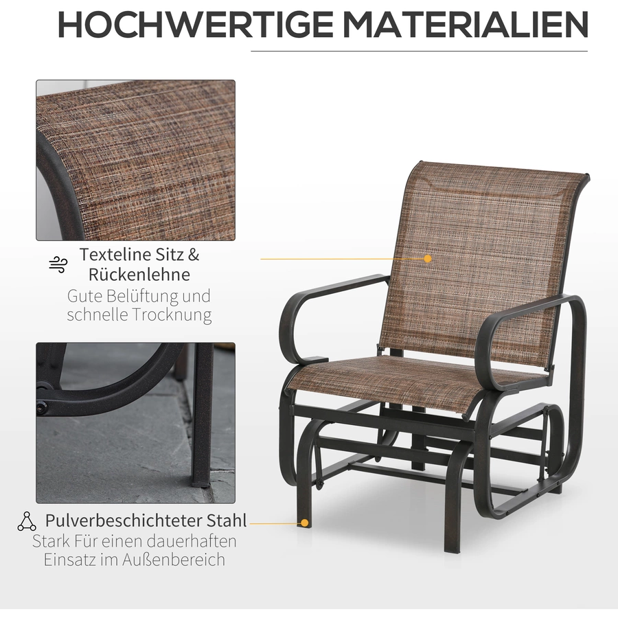 Outsunny Schaukelstühle mit Stoff Rückenlehne und Sitz braun