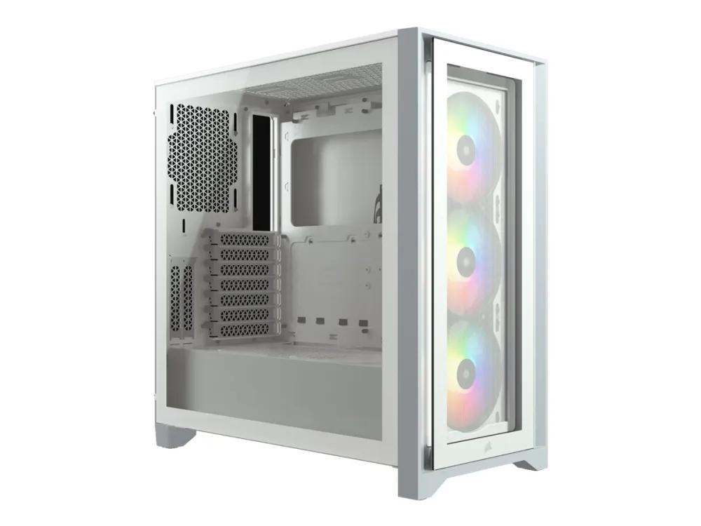 Corsair iCUE 4000X RGB – Miditower - ATX - ingen strømforsyning - Hvid - USB/Lyd