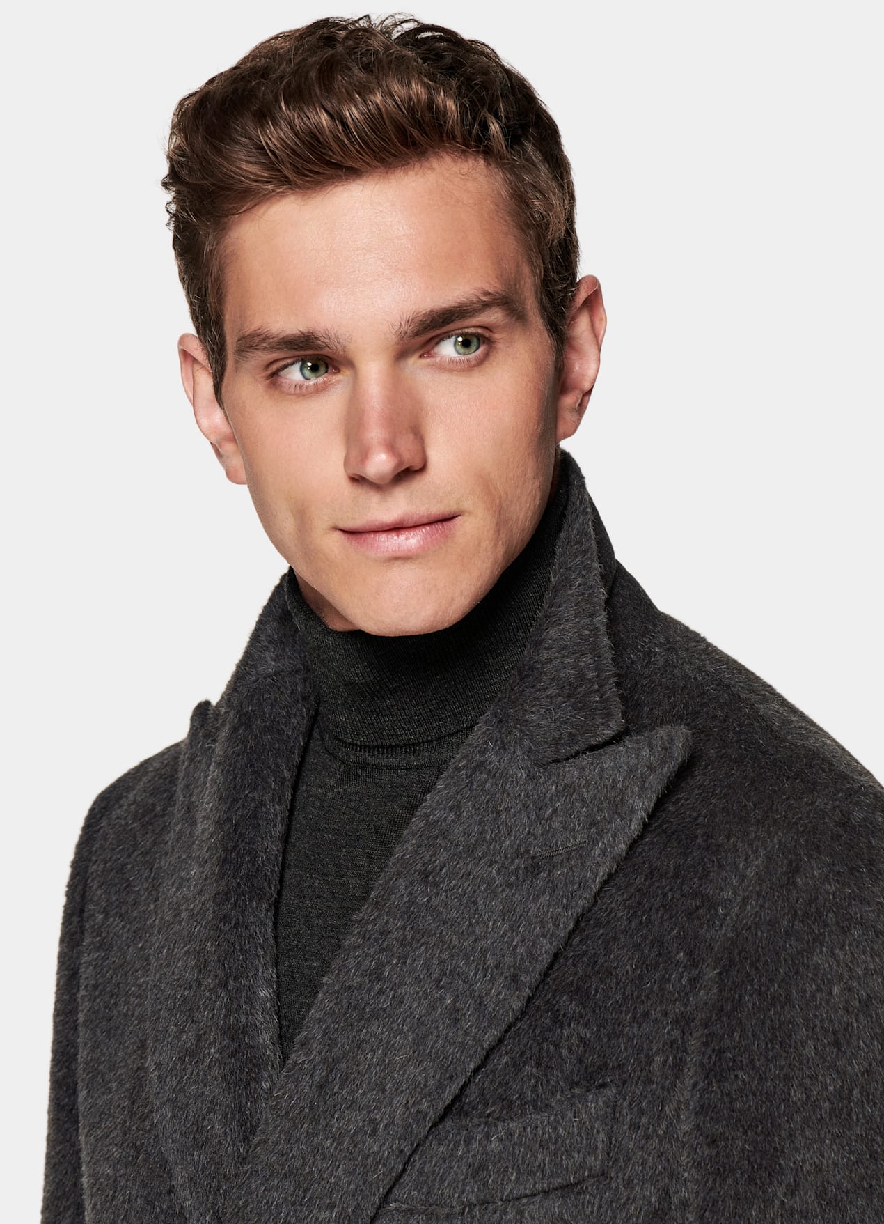 Manteau ceinturé gris foncé