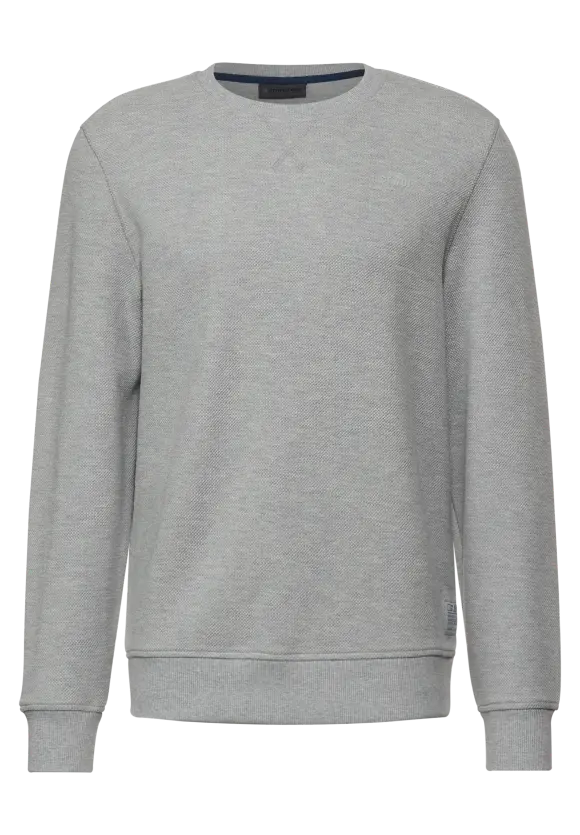 Sweatshirt in Piqué - silver grey melange