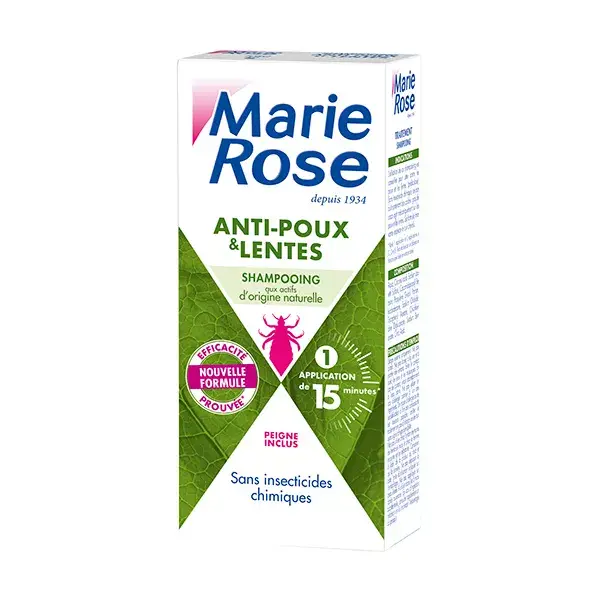 Shampoo antipiolhos e lêndeas Marie Rose com ingredientes ativos naturais 125ml