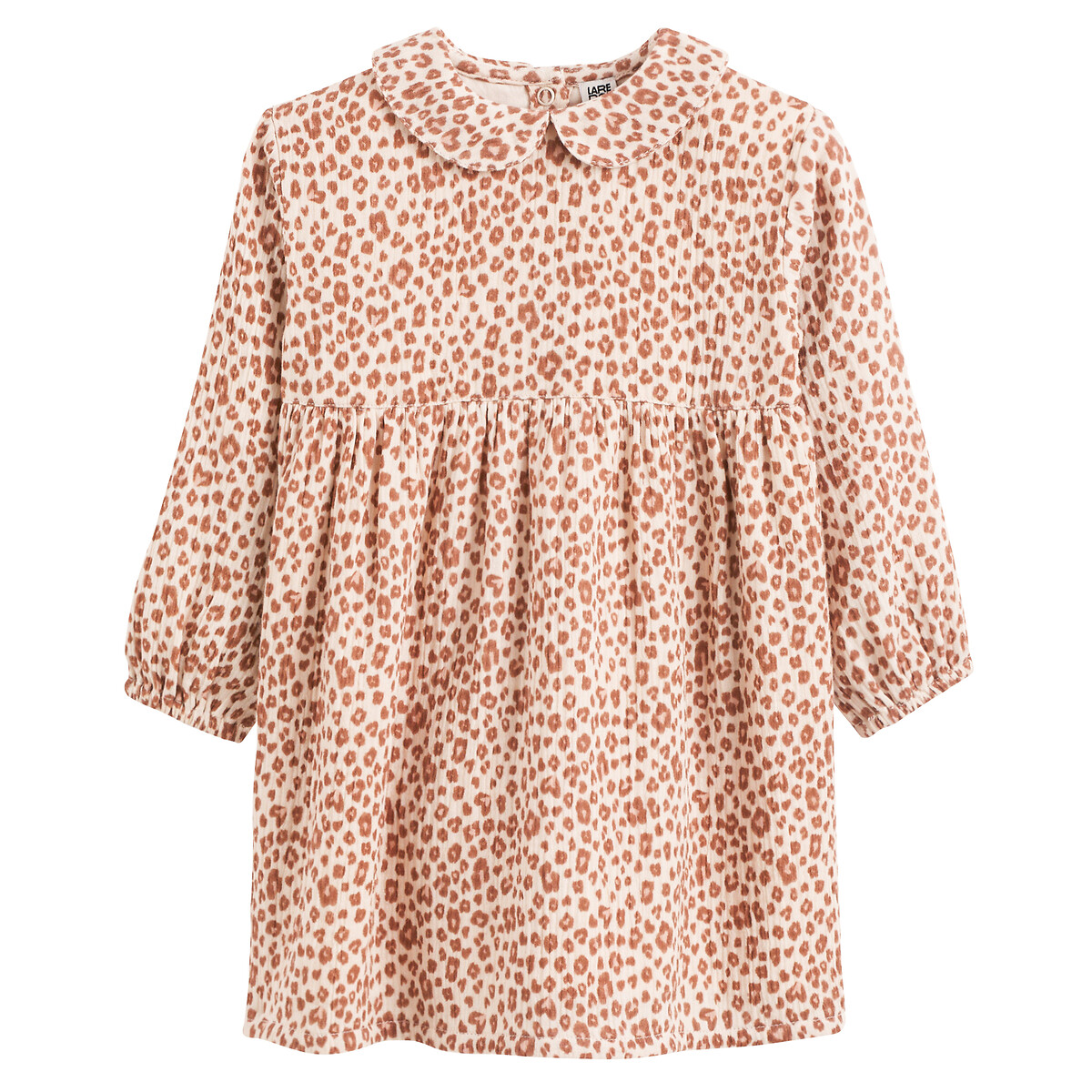 COLEÇÕES LA REDOUTE<br>Vestido Tetra, gola Claudine, estampa de leopardo