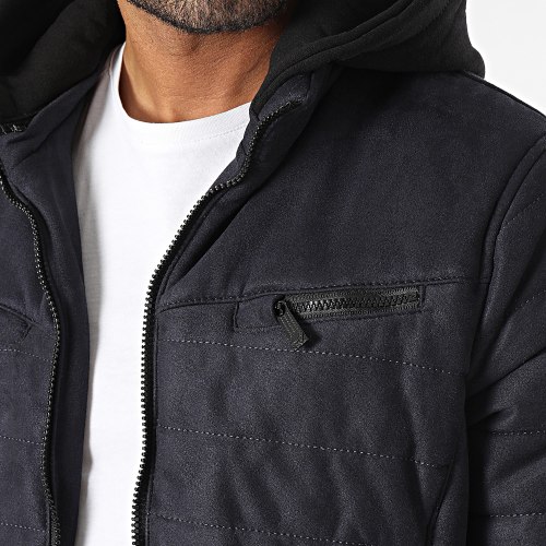 Veste Capuche Zippée Bleu Marine