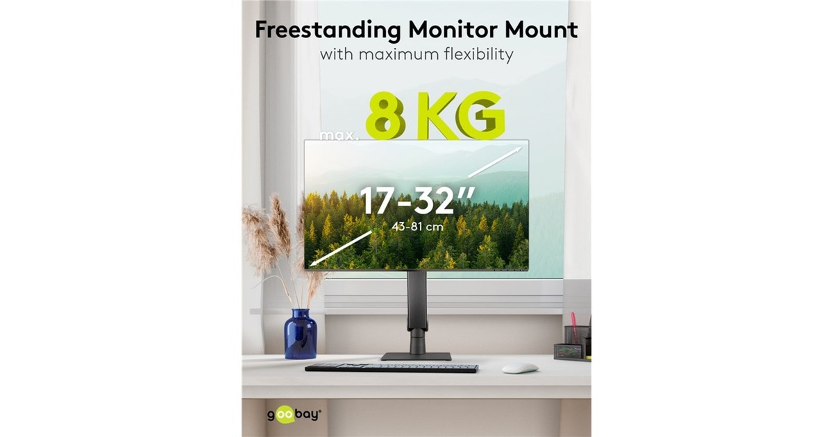 goobayFreestanding Single Monitor Mount, 17 tot 32 inch monitorarm  (Zwart)