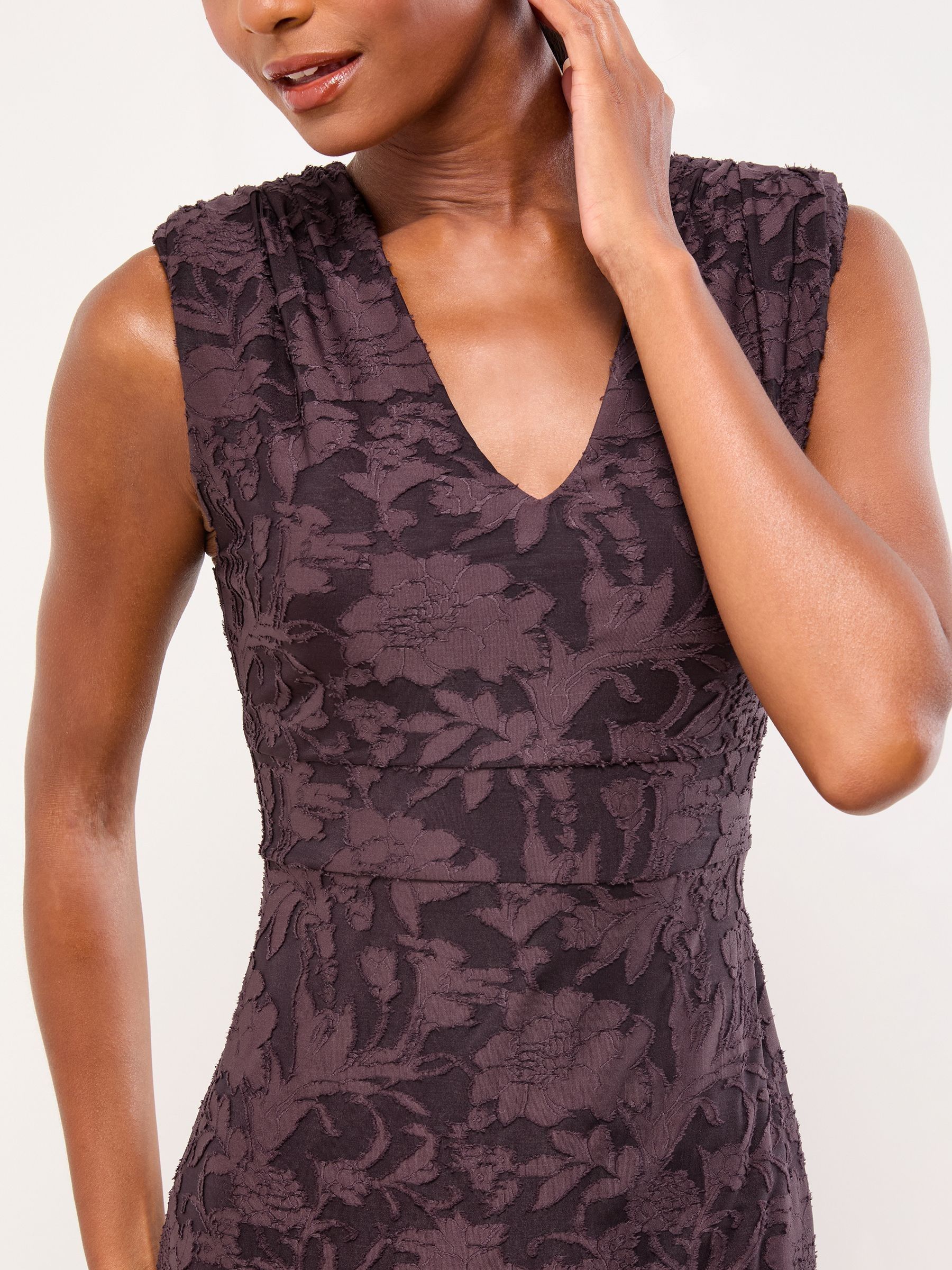 Lipsy V-Neck Burnout Fit And Flare Midi Dress