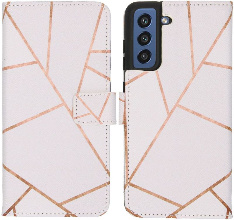 imoshion - Design Softcase Bookcase - Wit - Voor Samsung Galaxy S21 FE