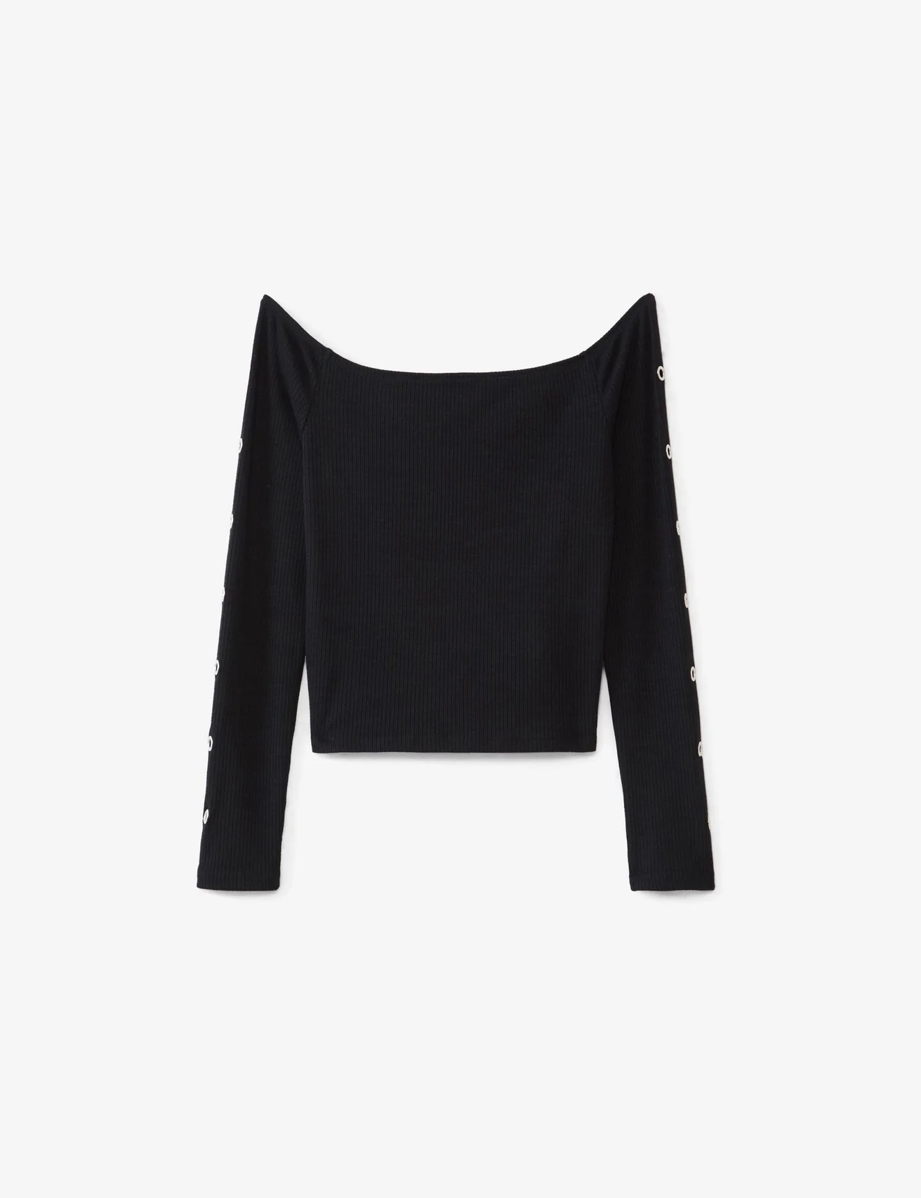Top col bardot noir