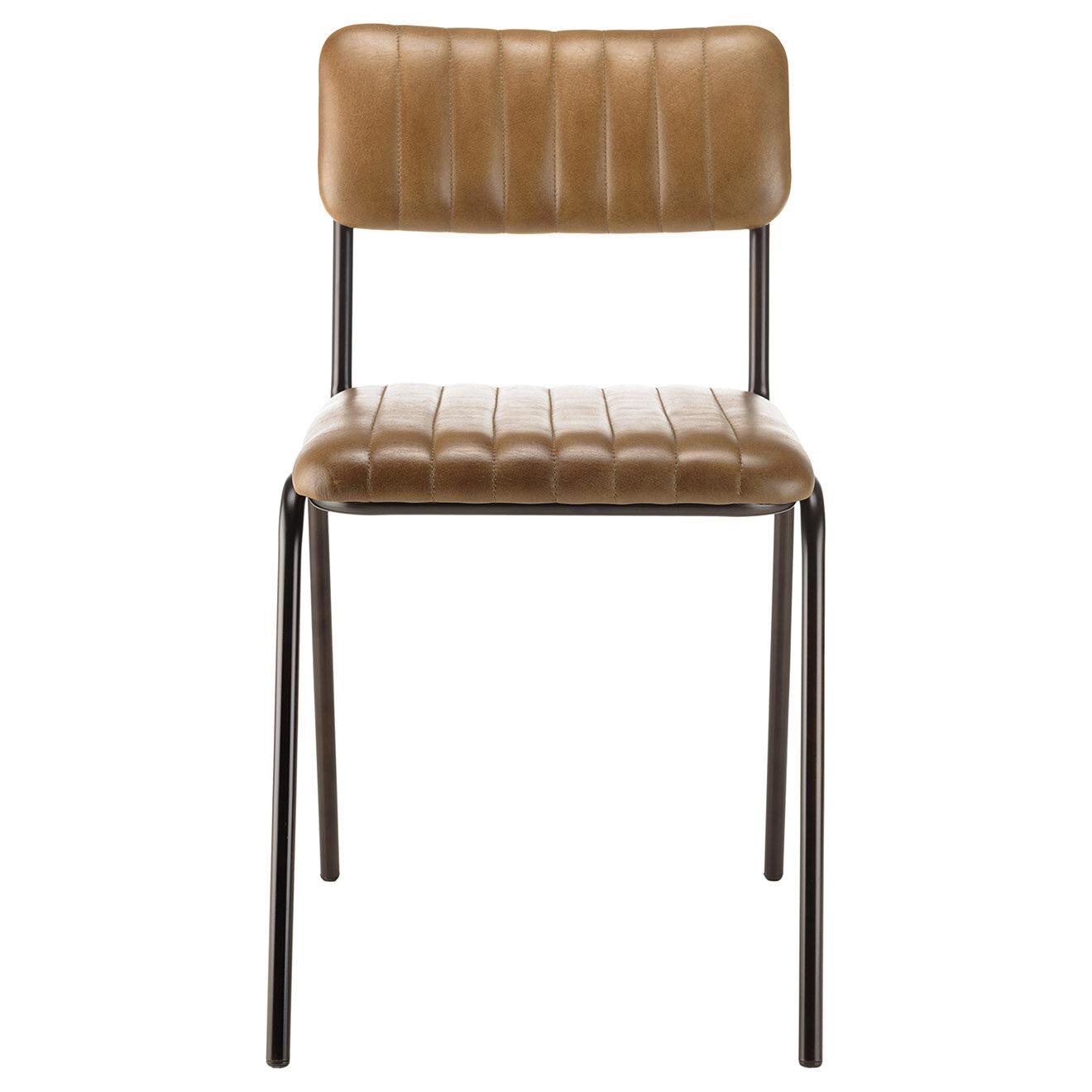 Macabane 2 Chaises assise et dossier matelassés en Cuir marron - 44x51x79 cm