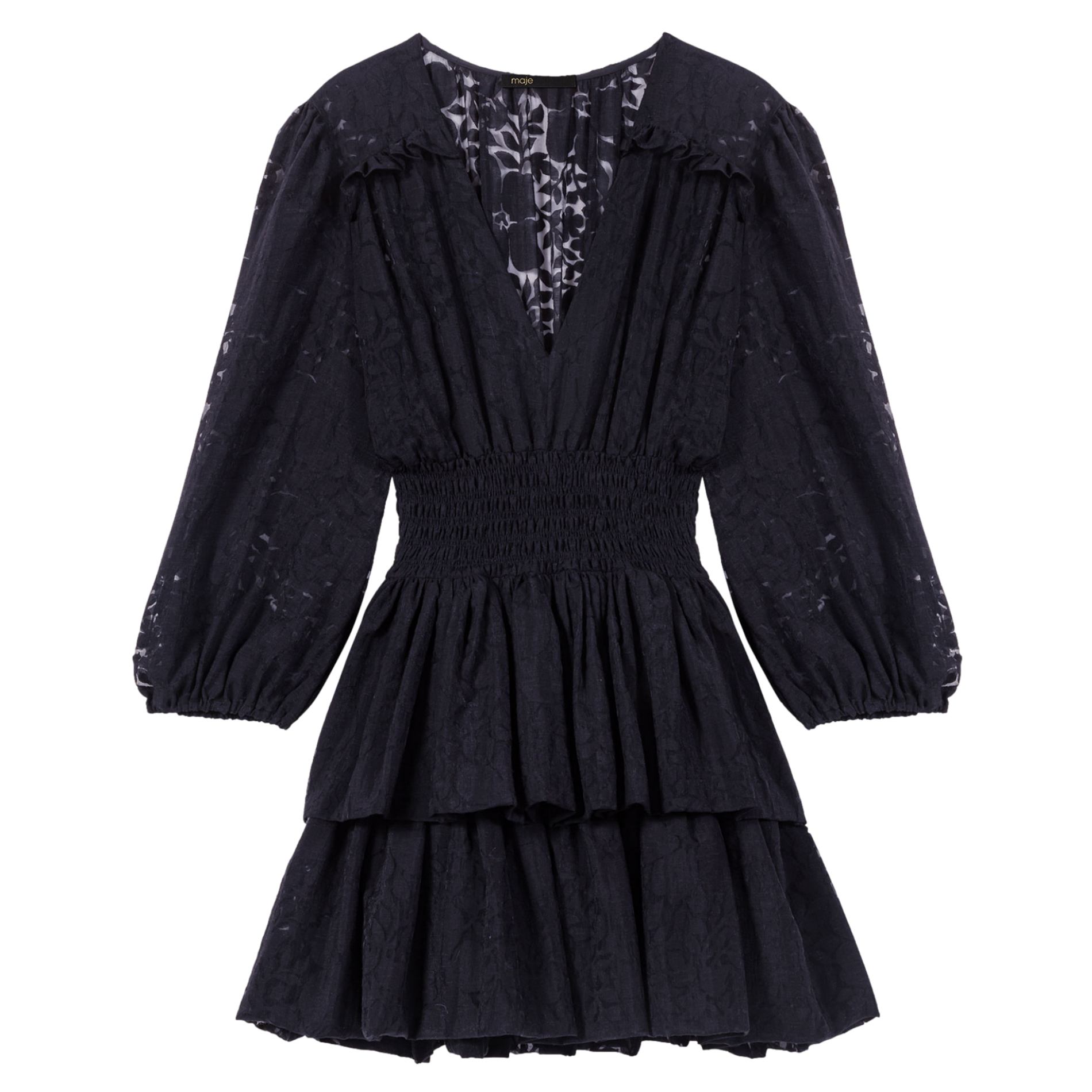 Robe courte en dentelle | Noir