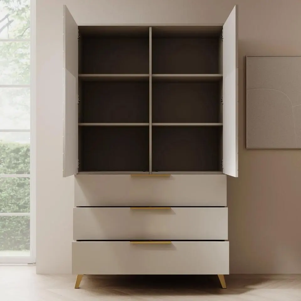 Meubella - Kledingkast Xiano - Beige - 103 cm