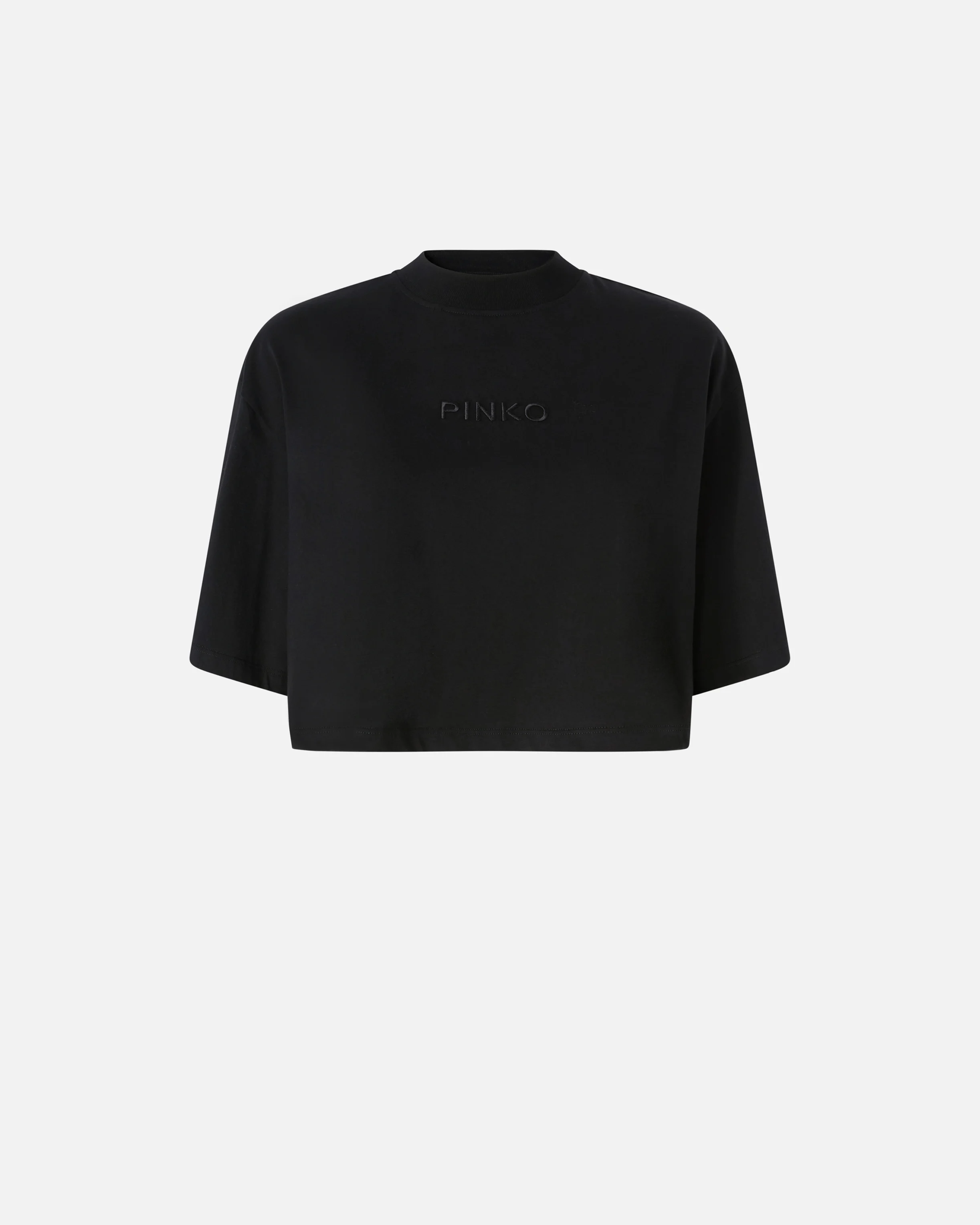 T-shirt cropped avec logo brodé | Noir
