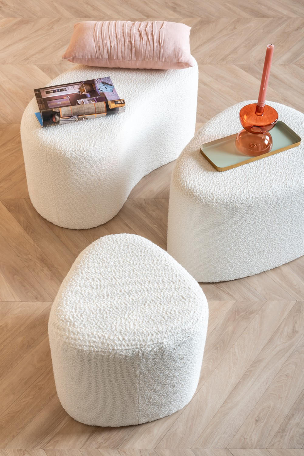 Pouf Ada wave bouclé off white