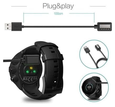 Chargeur USB pour Suunto Spartan Ultra HR Spartan Sport Wrist HR Suunto 9 Suunto D5 Suunto EON Core -