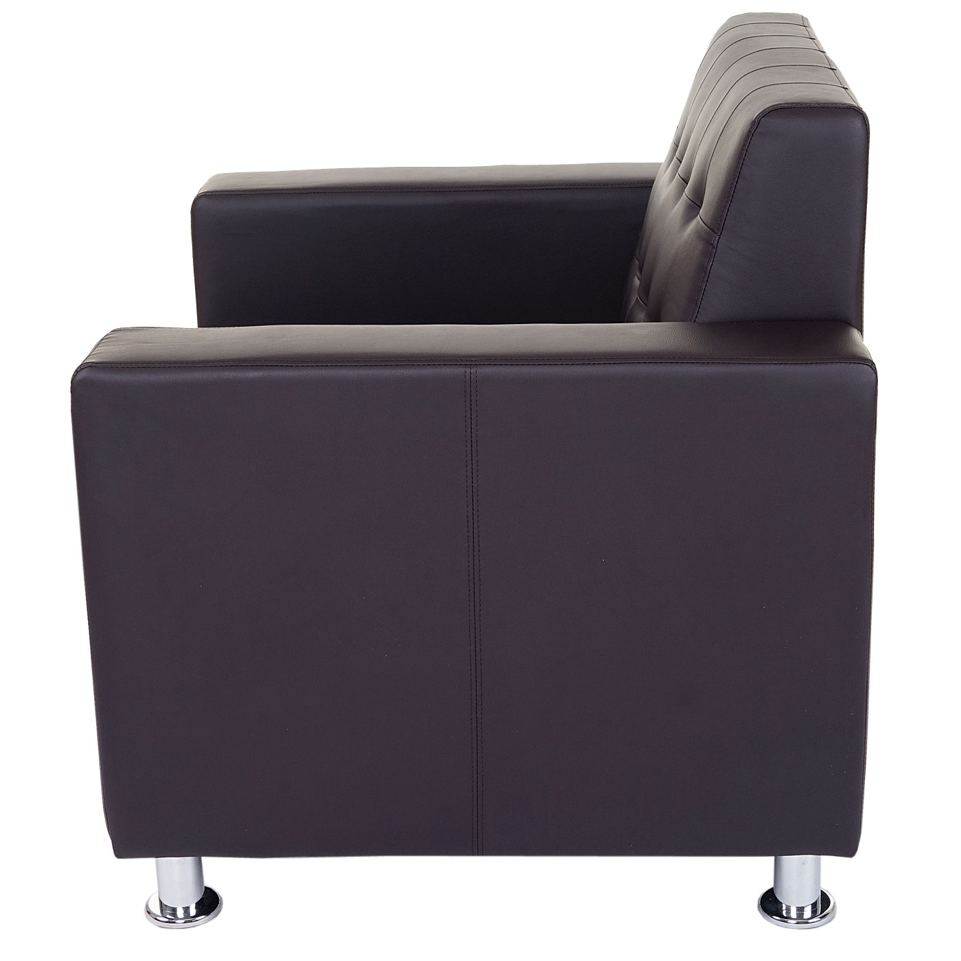 Sessel Pori, Clubsessel Loungesessel, Kunstleder, Metall-Füße ~ coffee