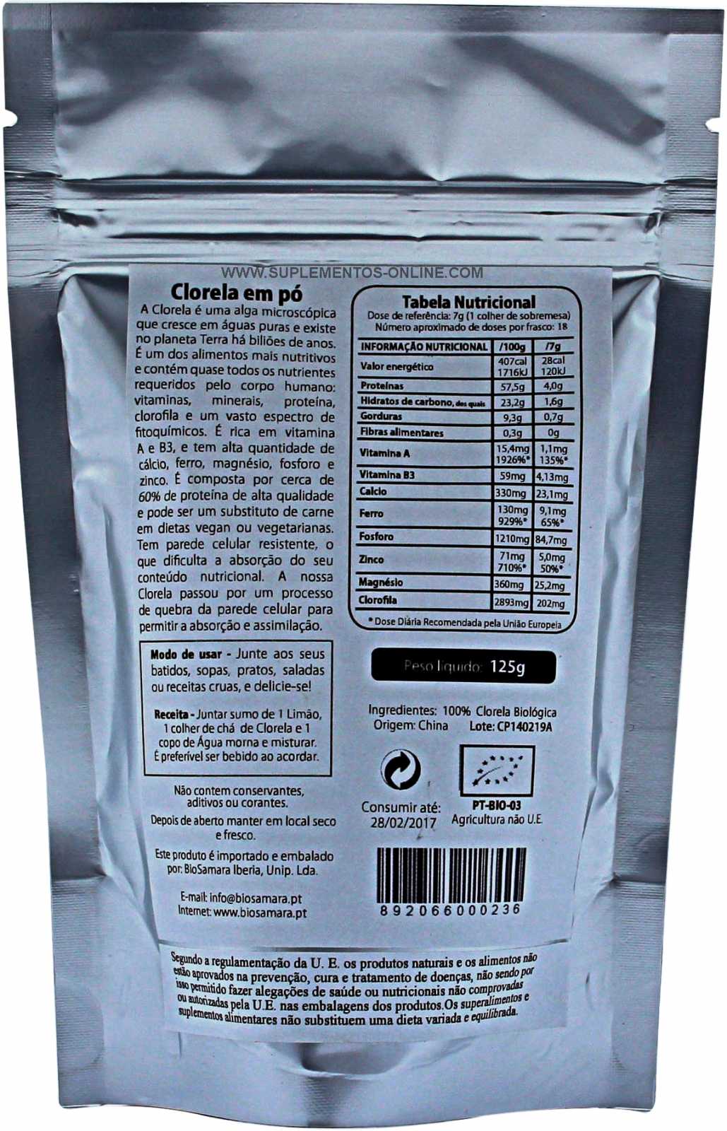 Pó de Clorela Biosamara 125g
