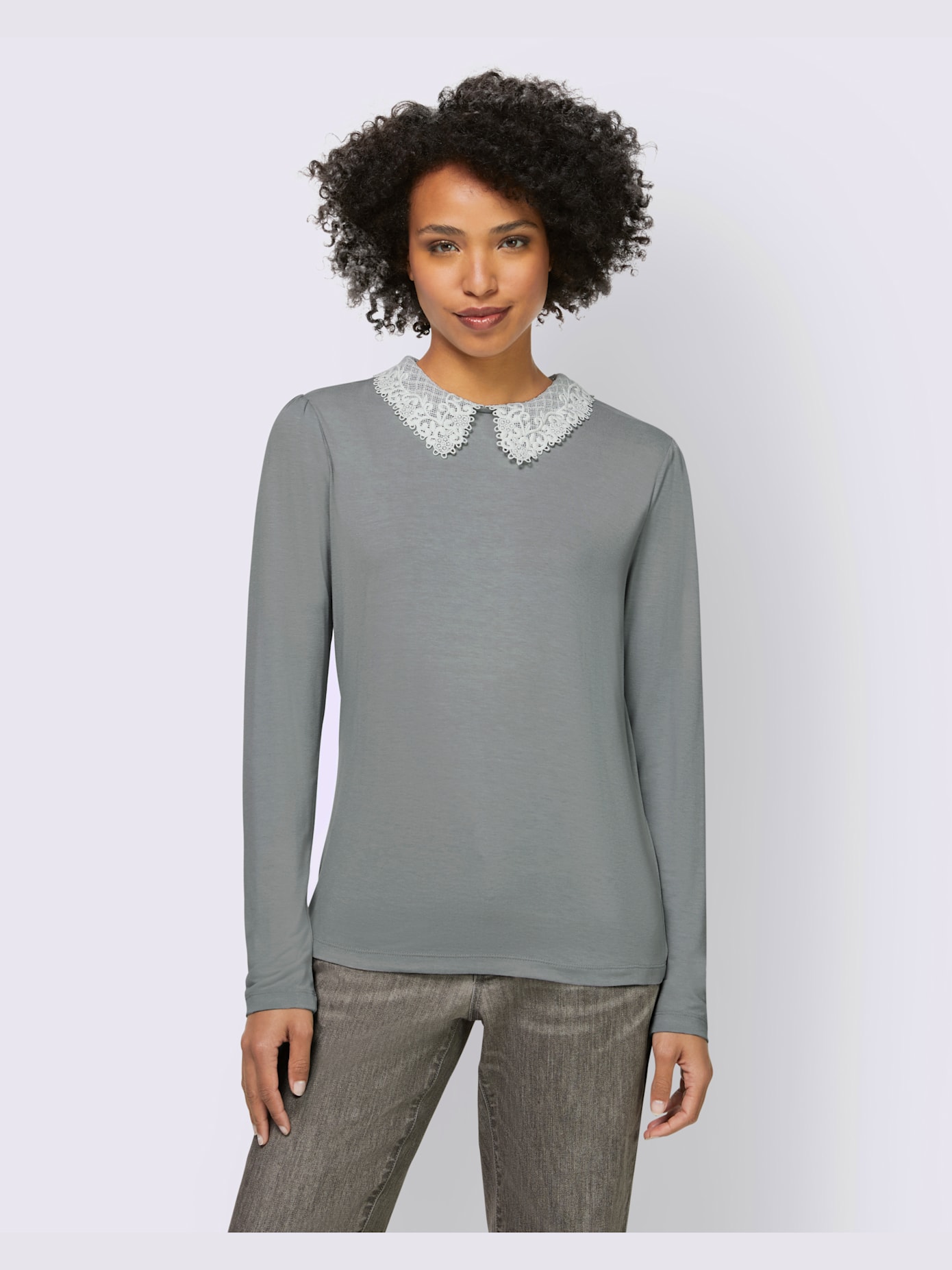 T-shirt dentelle crochetée décorative au col