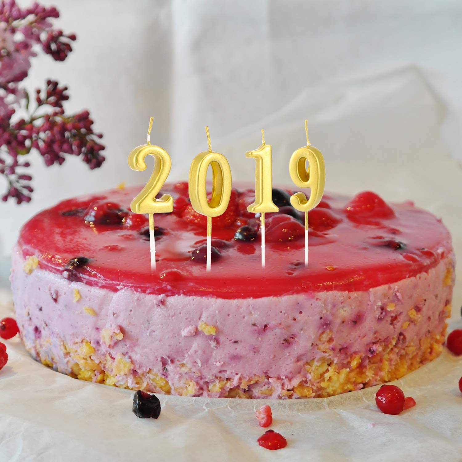 Zahlen Geburtstags Kerze Kuchenstecker Happy Birthday Deko für Torten / Kuchen - Zahl 9 / Gold