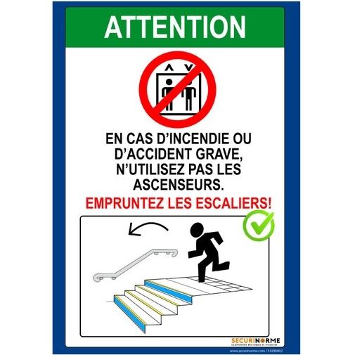 Poster consignes évacuation escaliers A3