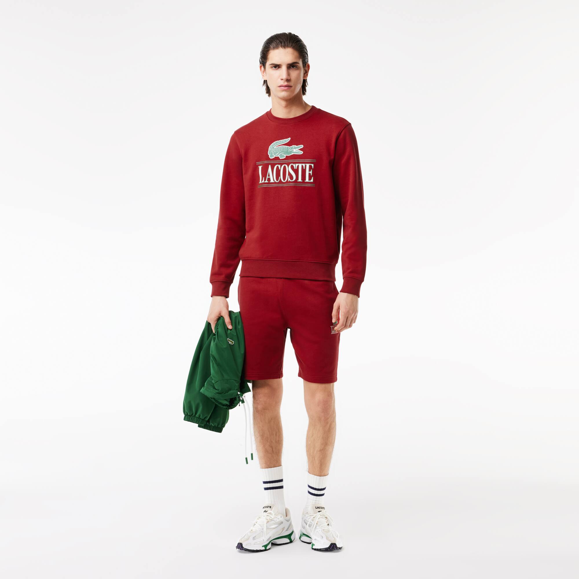 Jogger Sweatshirt aus Baumwoll-Fleece mit Logo Sweatshirts - Rot - Lacoste - Unisex