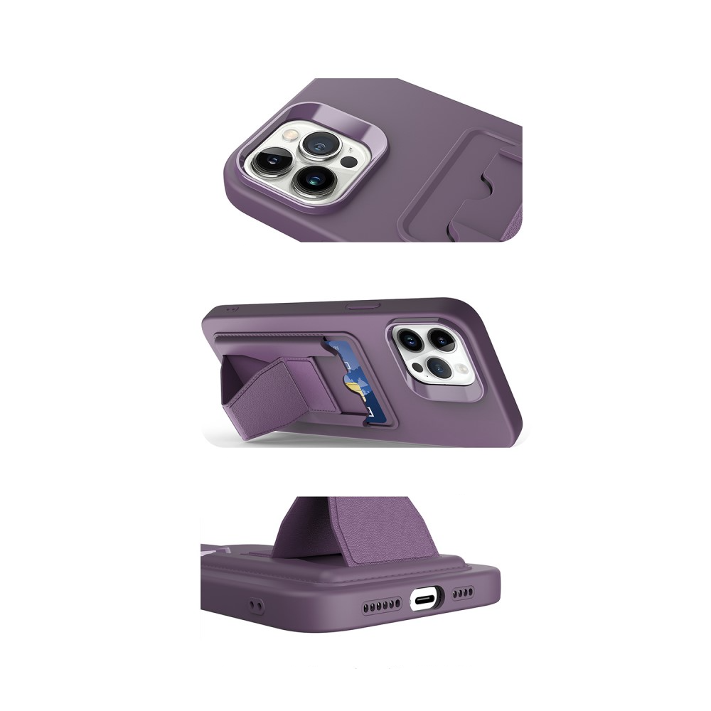 iPhone 15 Pro Gummi Hülle mit Kartenfach   Kickstand Aufsteller - Dunkelgrün