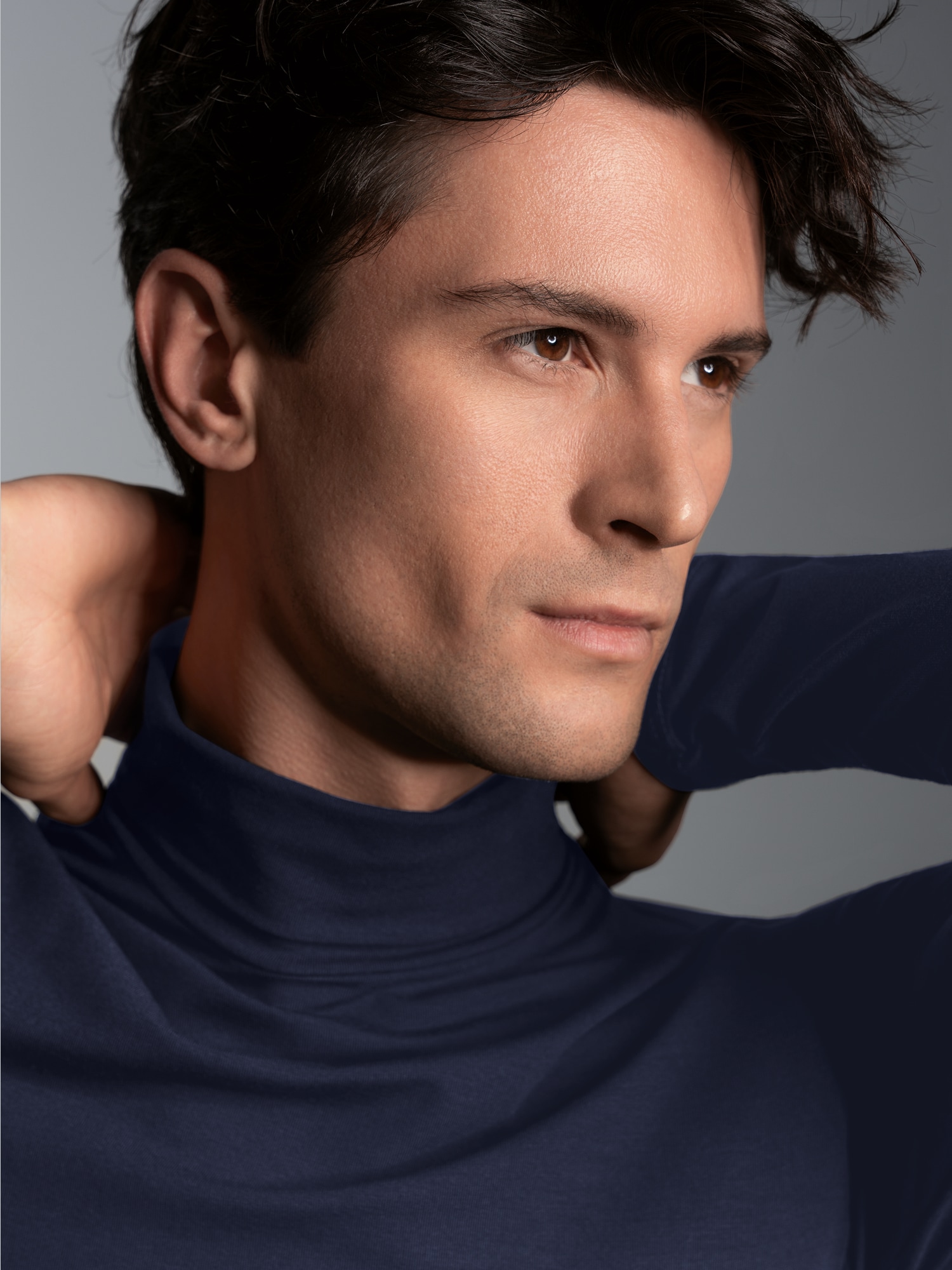 Rollkragen-Shirt aus elastischer Viskose Navy