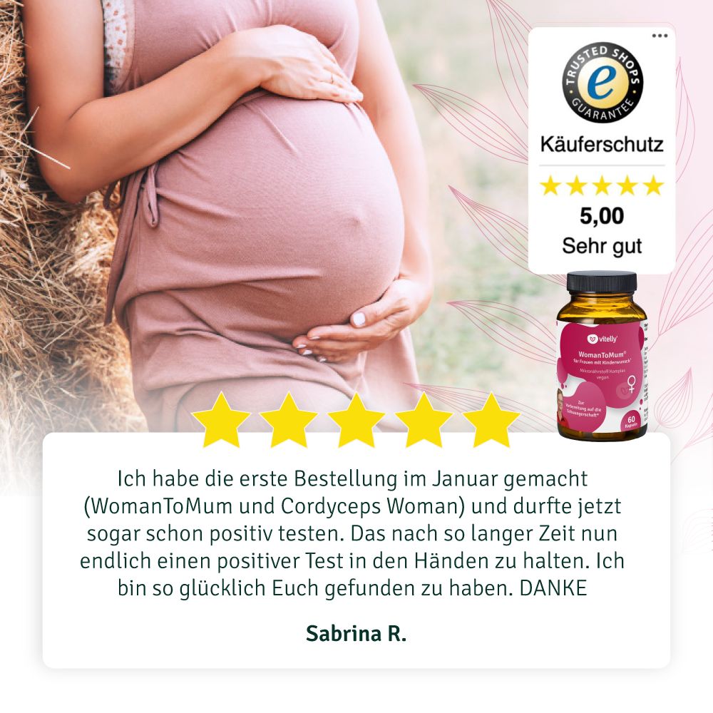vitelly WomanToMum® Kinderwunsch Vitamine für einen Monat