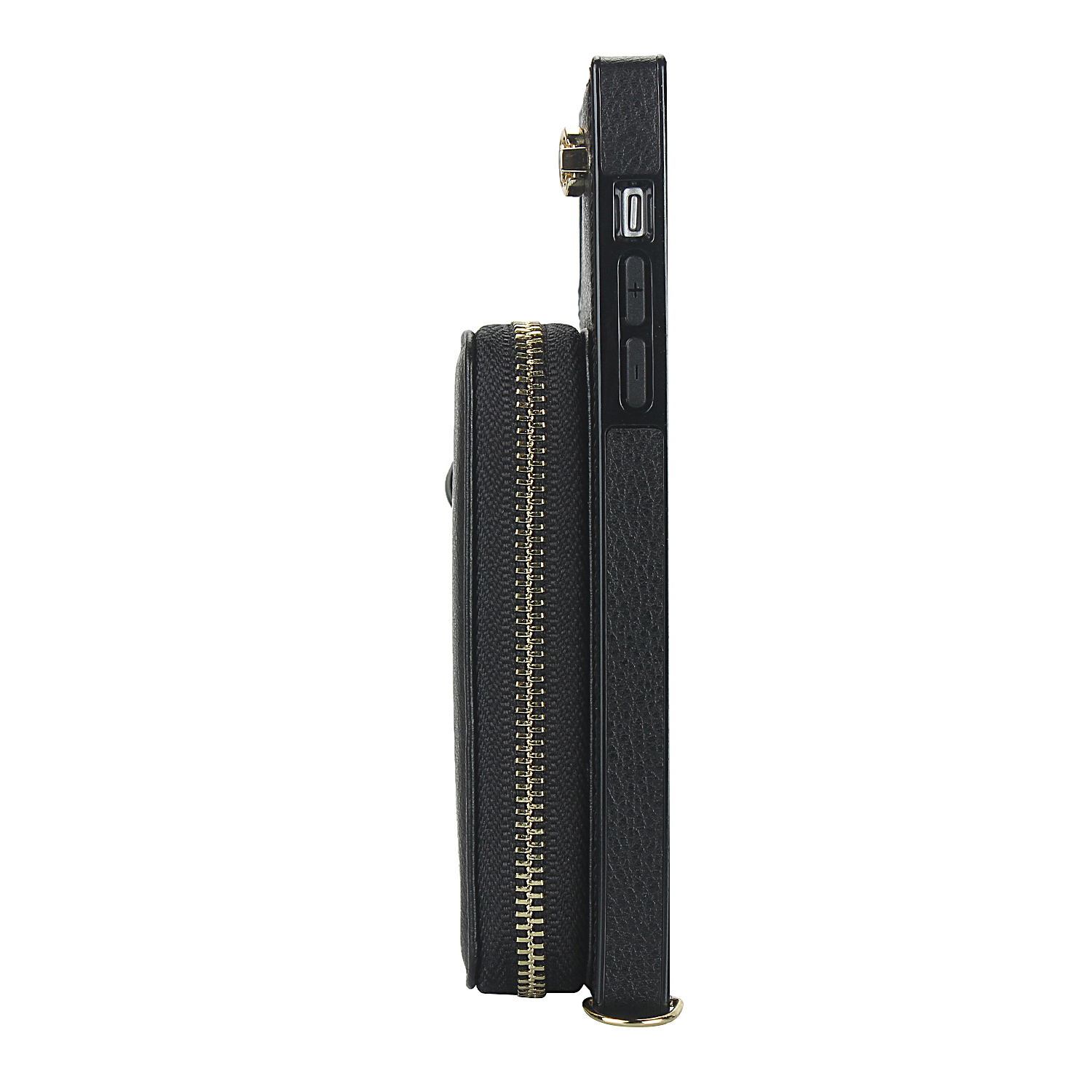 iPhone 11 Necklace Leder Schutz Hülle mit Kartenfächer   Handykette (140cm) - Schwarz
