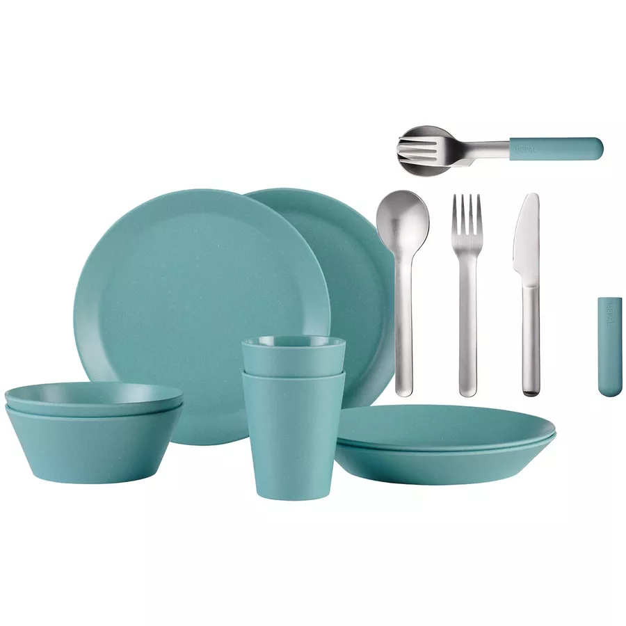 Mepal Camping Geschirr Set mit Besteck Bloom grün