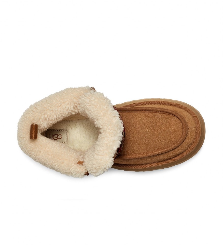 Botas de cano curto UGG W Funkarra Cabin Cuff em couro marrom