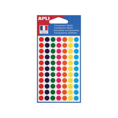 Apli Agipa - 385 Pastilles adhésives en plastique - couleurs assorties - diamètre 8 mm - réf 112839