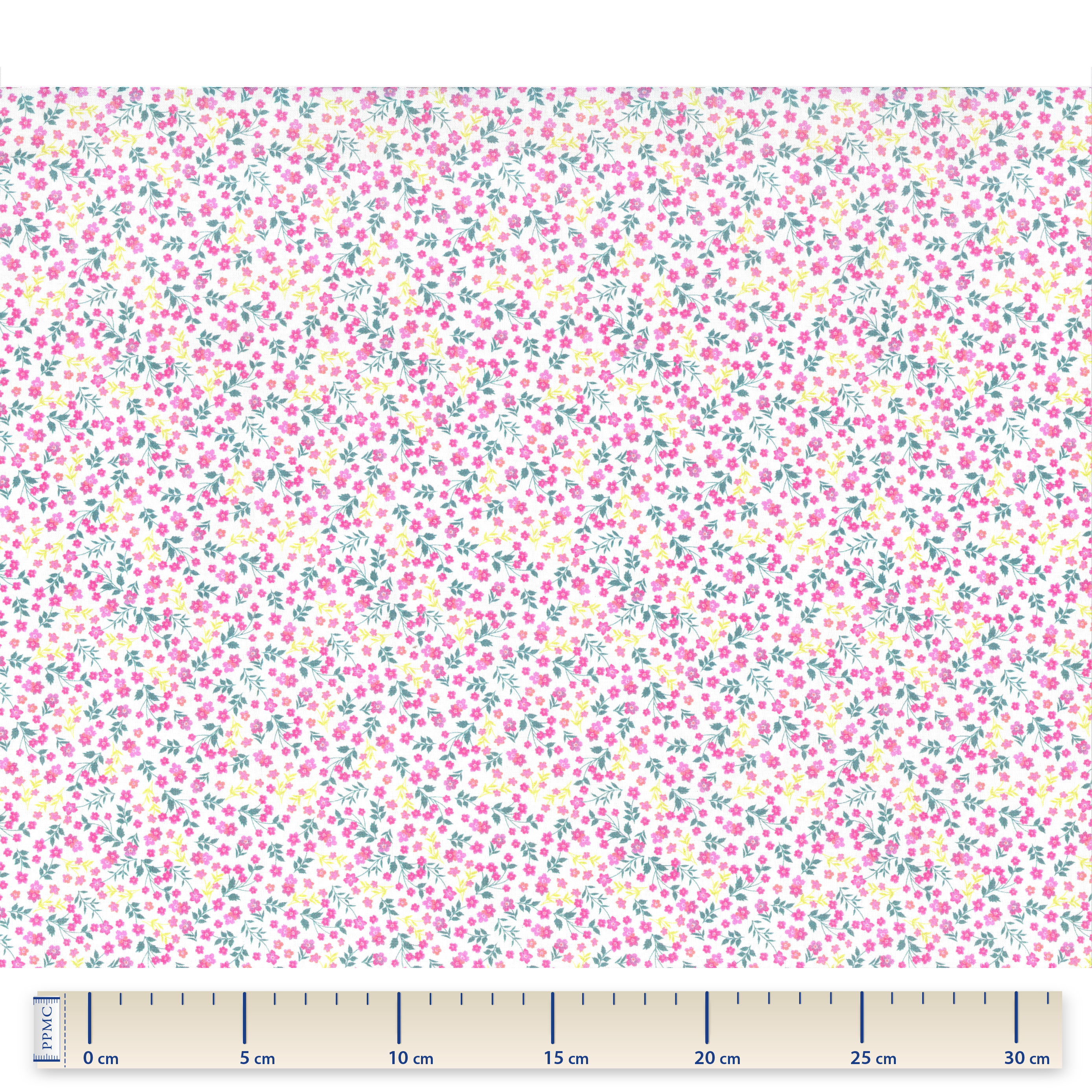 Tissu Coton Au Mètre Fleuri Rose Vert Blanc Ex1060