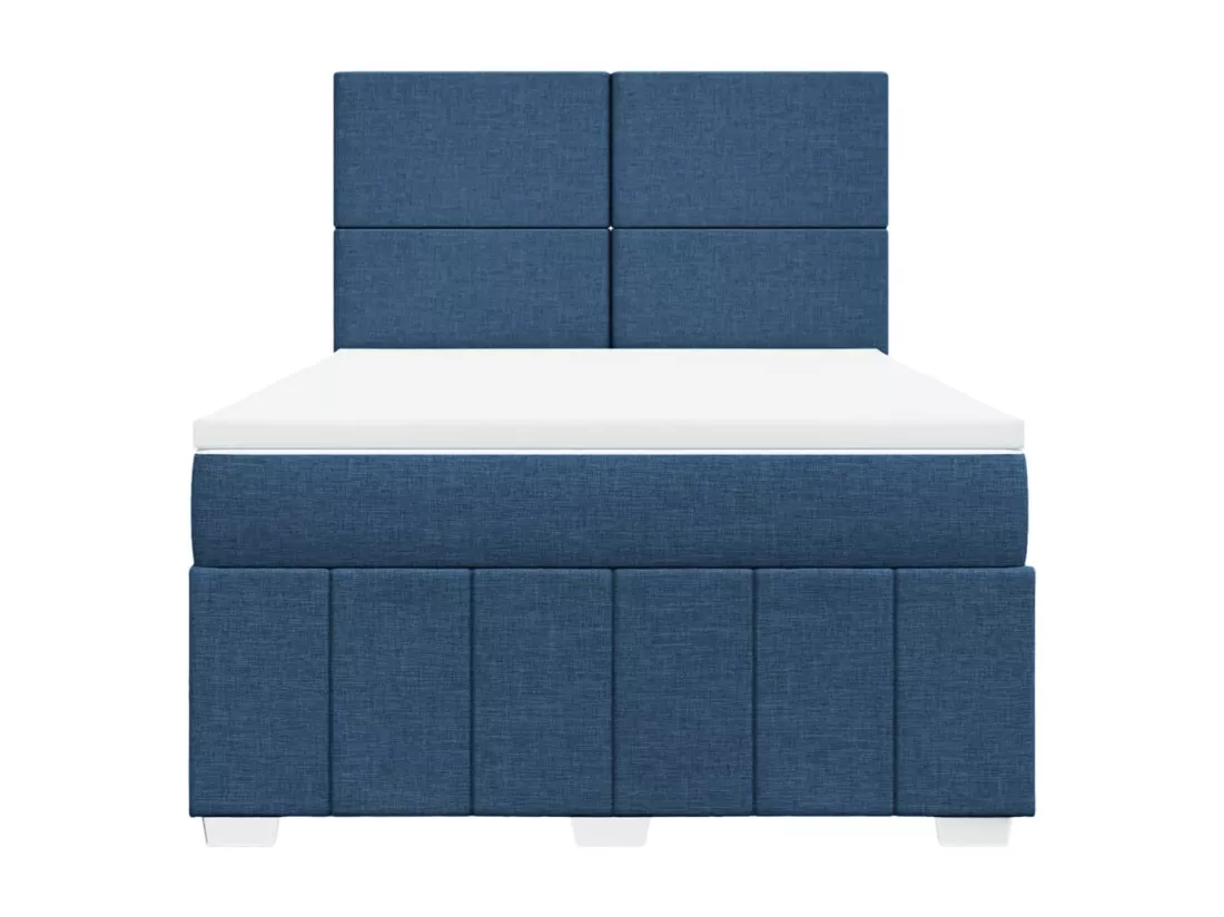 Sommier à lattes de lit avec matelas Bleu 160x200 cm Tissu
