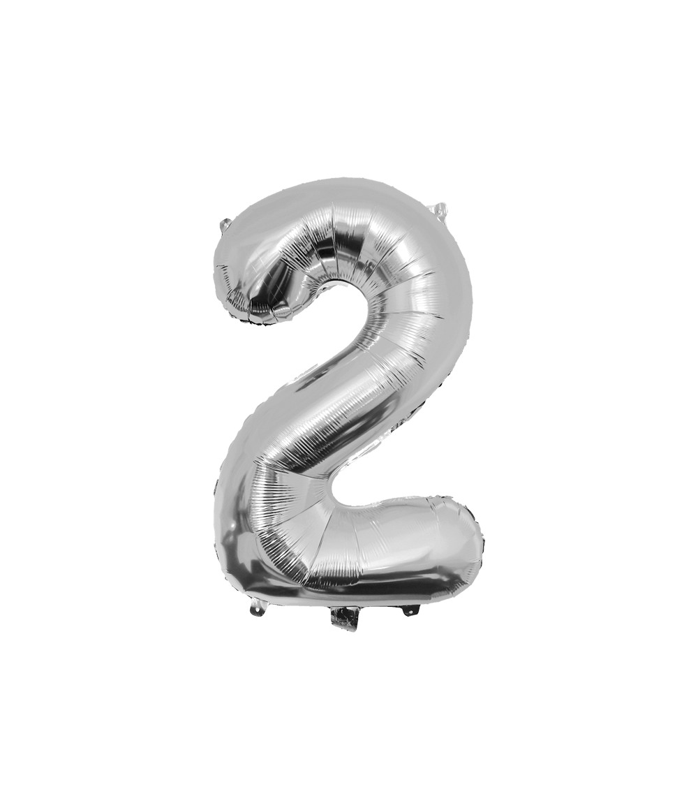 2 Jaar Cijfer Ballon Zilver Leeg 86cm