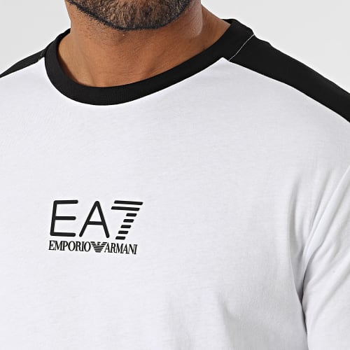 Tee Shirt Manches Longues A Bandes 6RPT16-PJ05Z Blanc