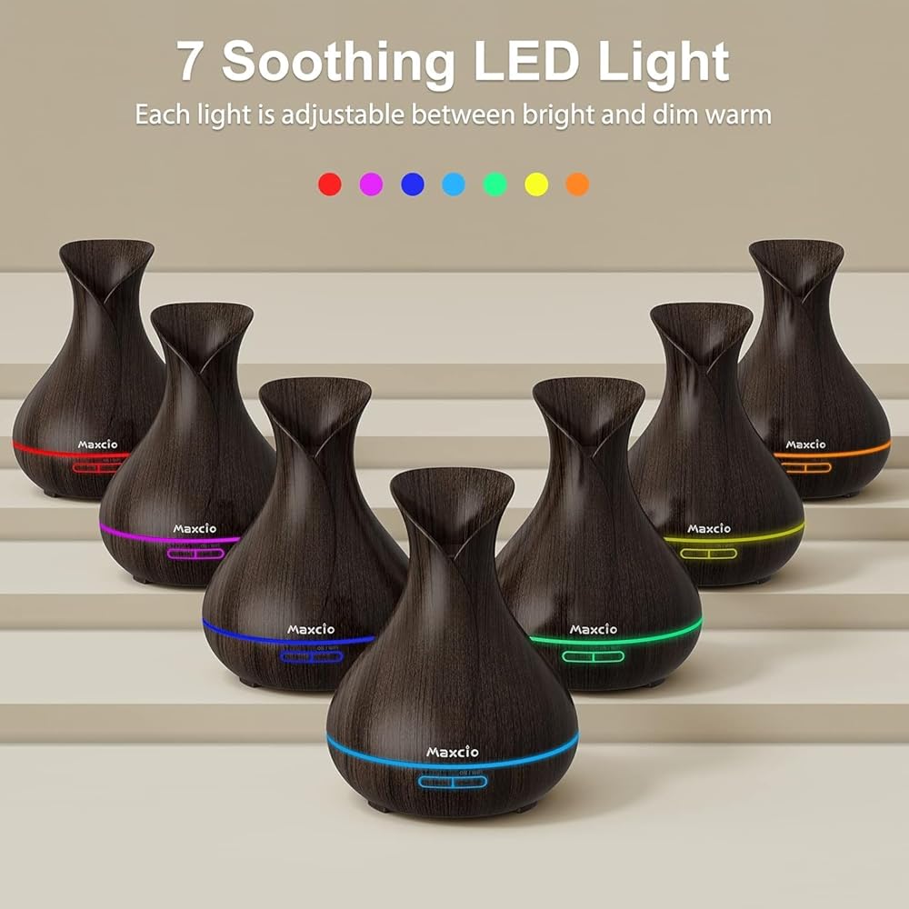 Maxcio Diffuseur d'Huiles Essentielles WiFi, Humidificateur d'Air Compatible avec Alexa et Google Home, Diffuseur électrique Connecté avec Lumières Colorées, Minuterie et Contr?le à Distance sur l’APP : Hygiène et Santé