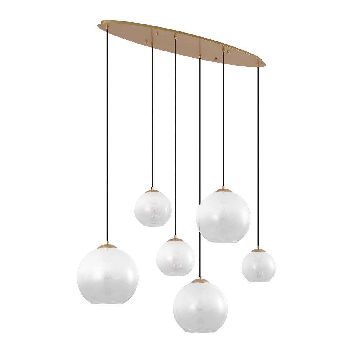 Hotel Chique hanglamp messing met wit glas langwerpig 6-lichts - Misty