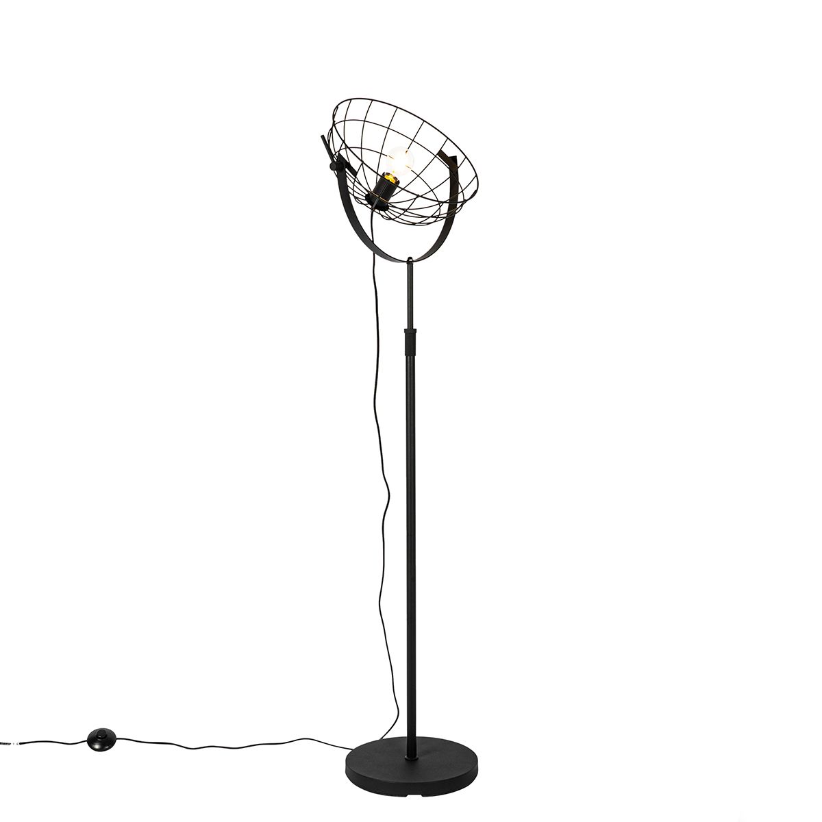 Industriële vloerlamp zwart 35 cm verstelbaar - Hanze