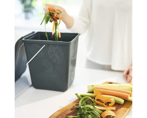 Rotho Greenline 7L groene plastic afvalbak voor organisch afval