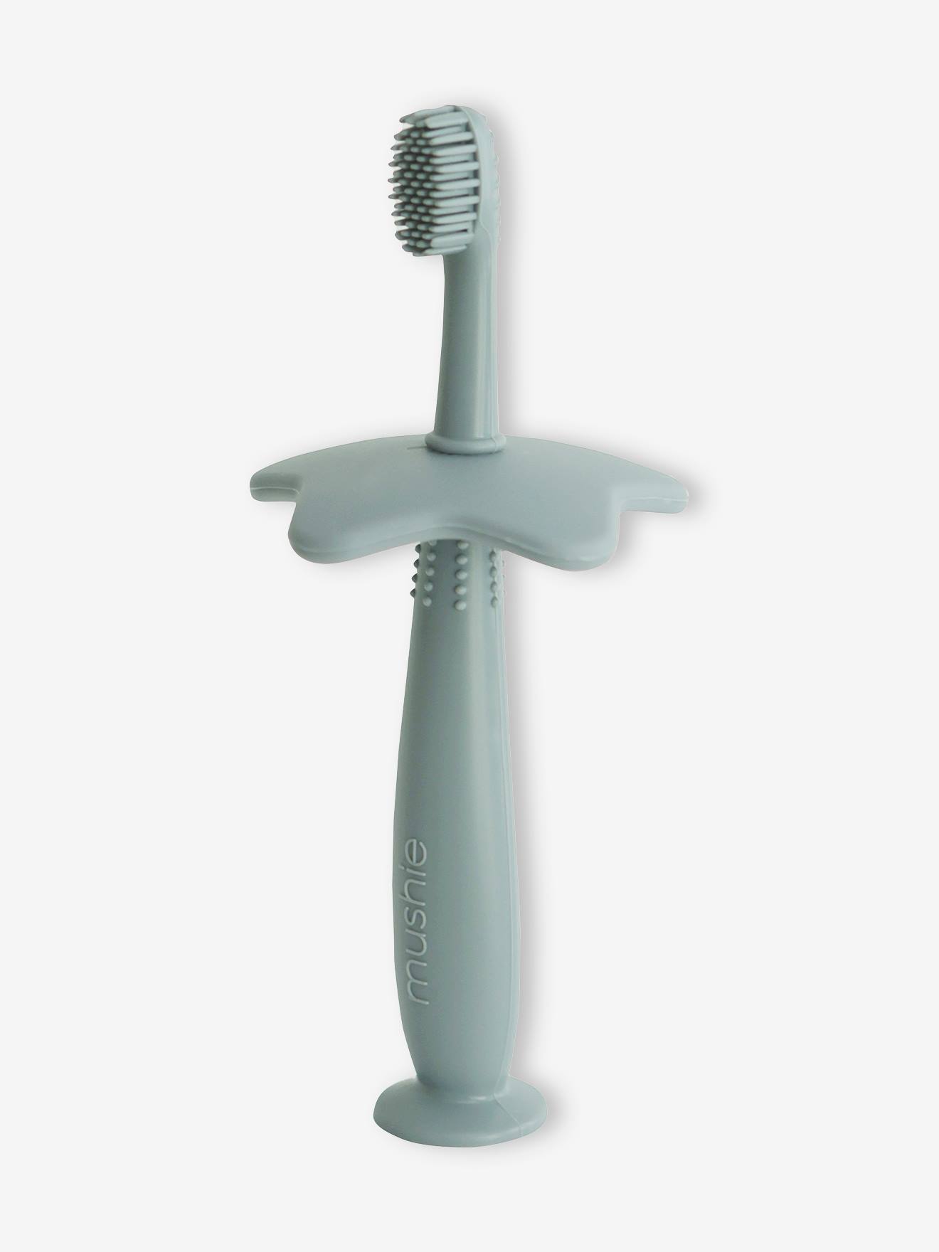 Escova de dentes educativa MUSHIE, silicone cinza