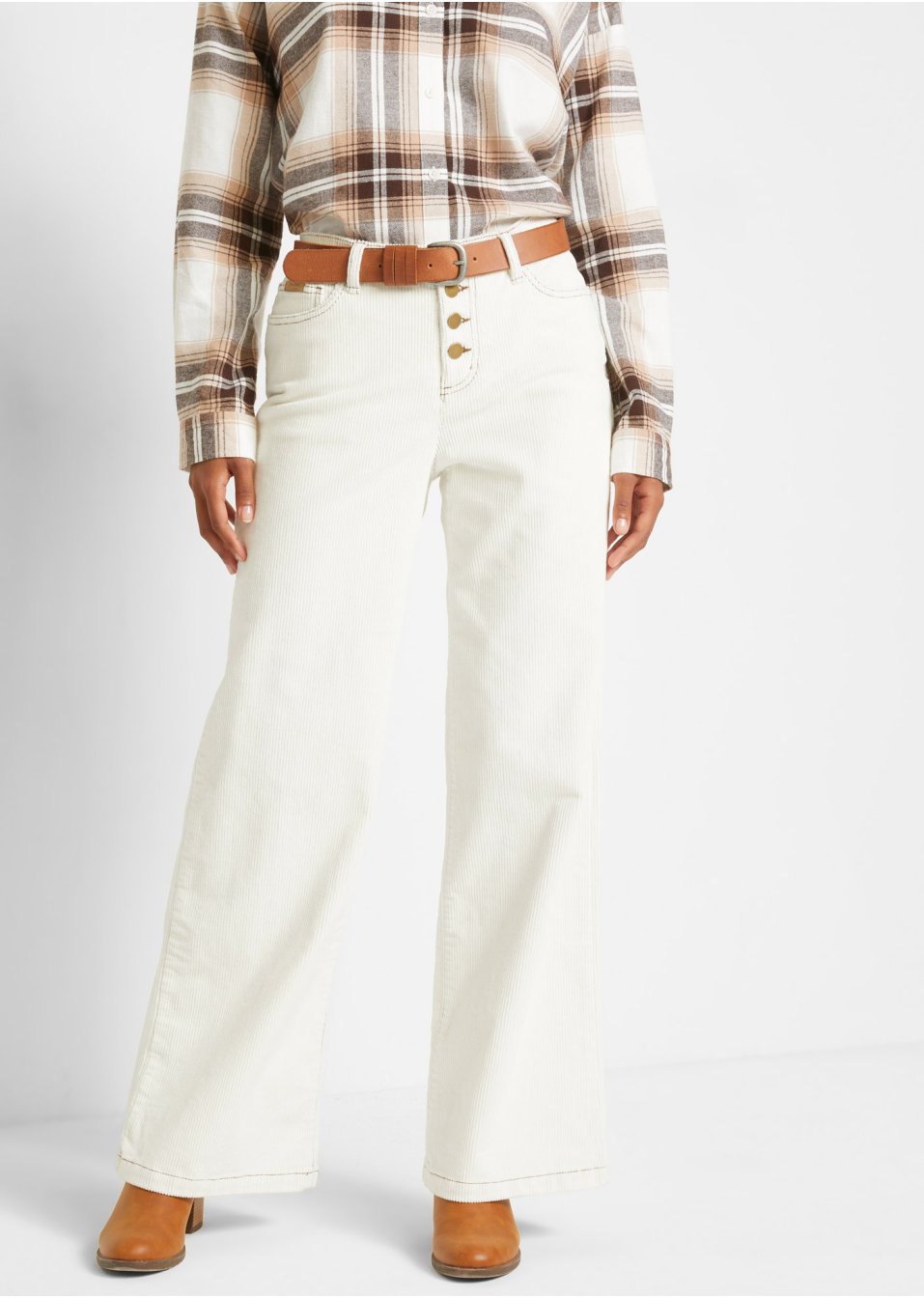 Pantalon en velours côtelé extensible, Wide