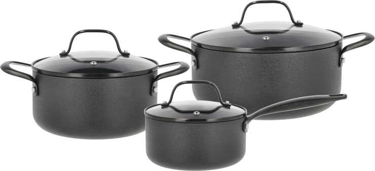 Morsø Grydesæt m/låg Black Fossil 6 dele Aluminium/keramisk Black alu