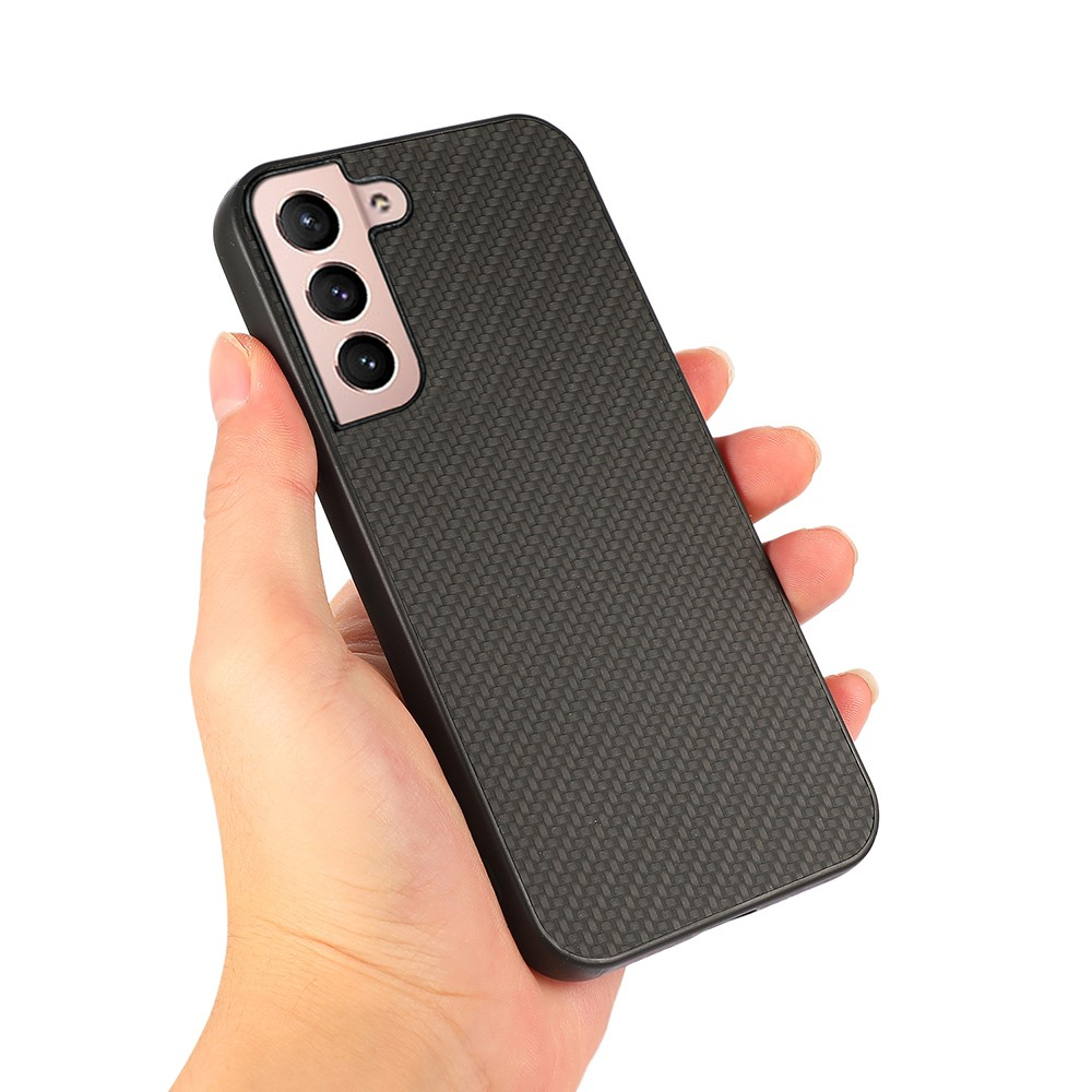 Samsung Galaxy S22 5G Hardcase Hülle im Carbon Leder Look - Schwarz