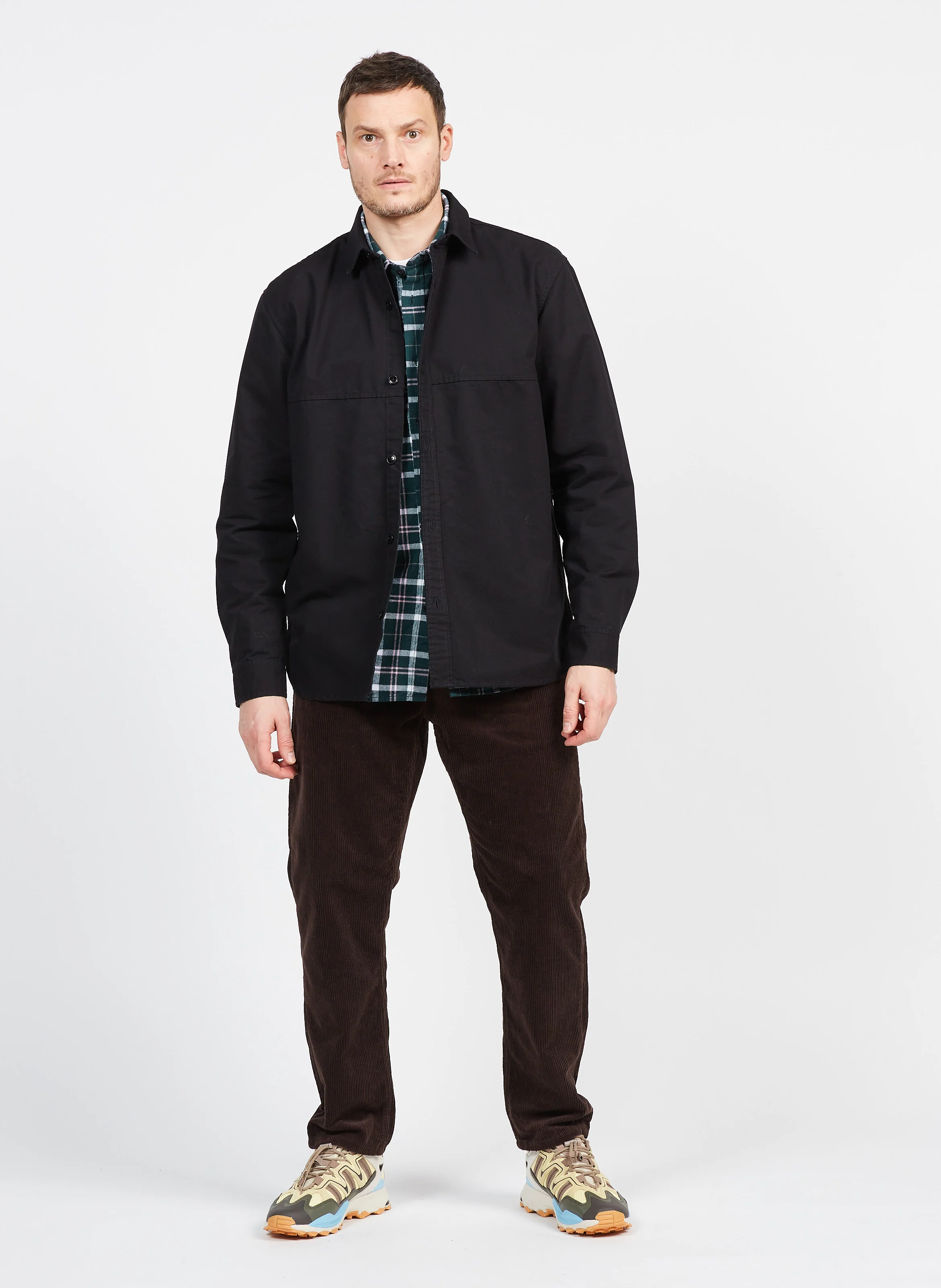 Chemise col classique regular-fit à carreaux en coton | Vert